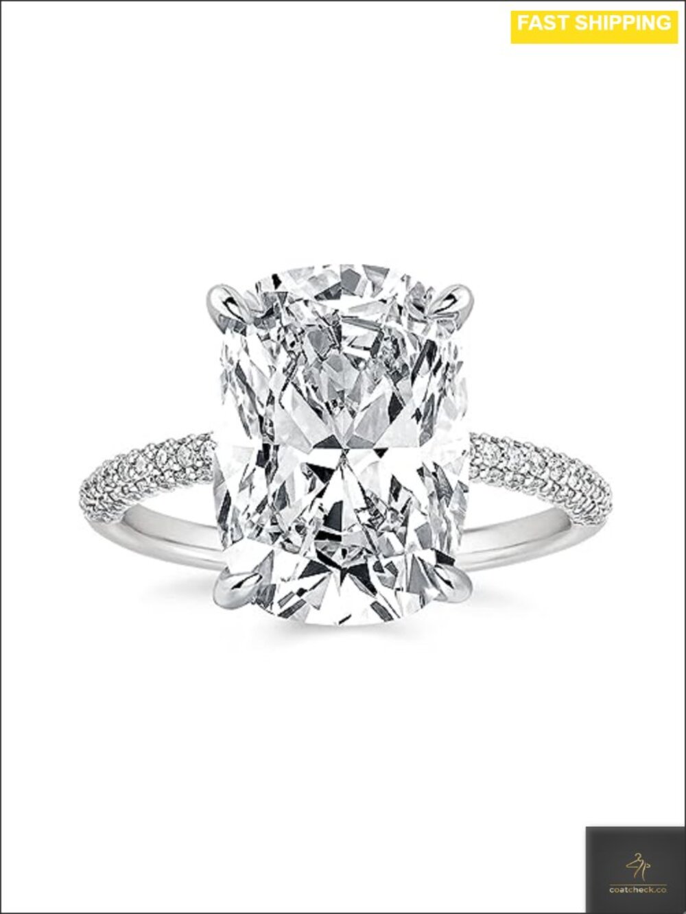 Cushion Cut Engagement Ring S925 Sterling Silver 4CT CZ Women's Size 5.5